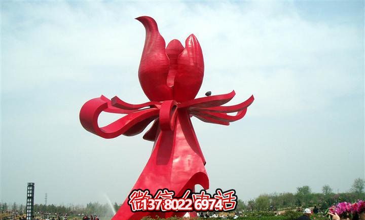 大型紅色不銹鋼雕塑紫荊花，給你的廣場帶來美景
