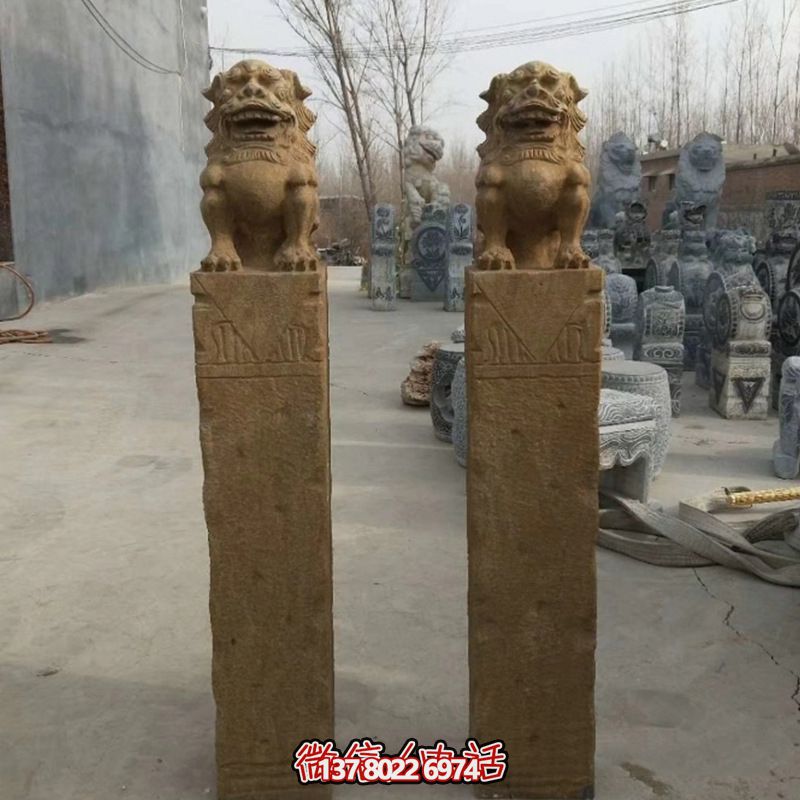 砂巖拴馬柱擺件，為你的寺廟門口增添優雅氣息