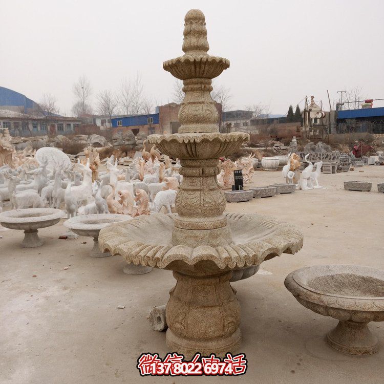 歐式別墅室外景觀(guān)裝飾中式風(fēng)格小型大理石噴泉水珠景觀(guān)雕塑