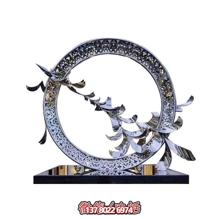 不銹鋼創(chuàng)意鴿子圓環(huán)擺件，裝點(diǎn)戶外園林景觀