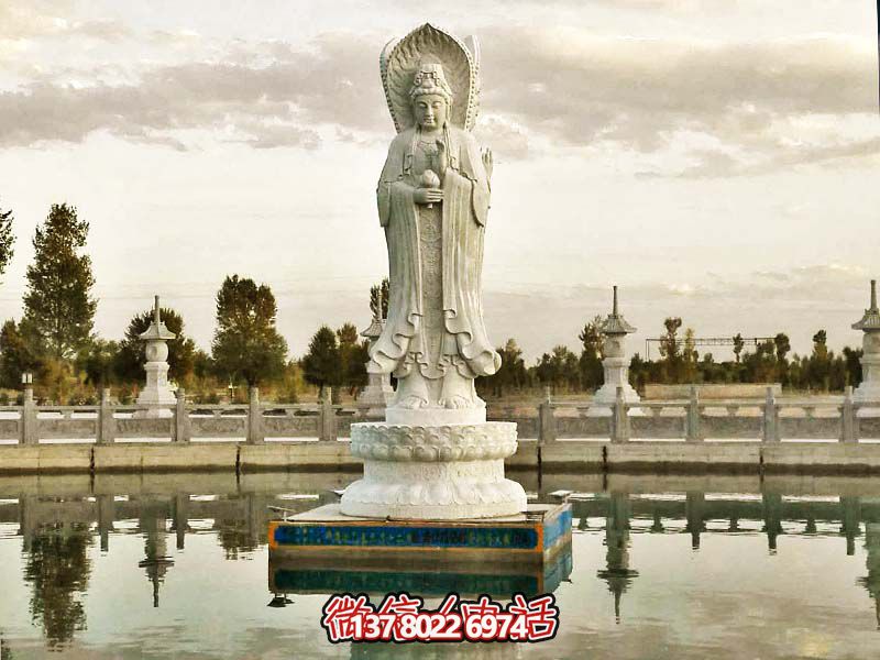 大型漢白玉石雕觀音雕塑，讓你的戶外景區更加完美