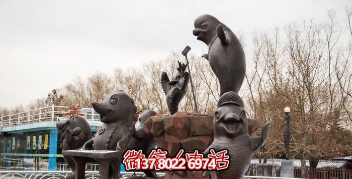 不銹鋼海豚雕塑，個(gè)性創(chuàng)意花園裝飾