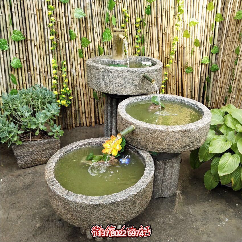 戶外石磨流水景觀擺件，讓你的庭院變得更加美輪美奐
