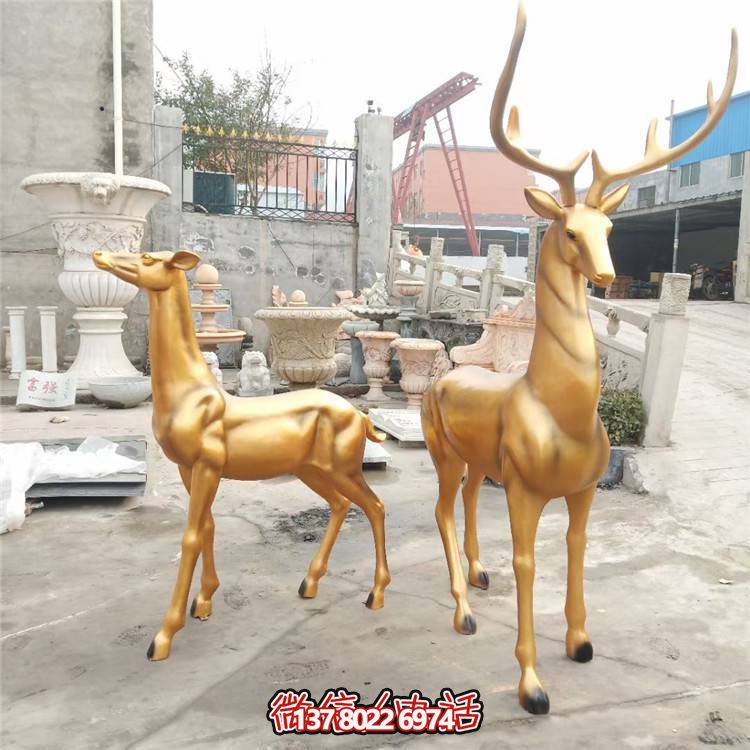 高雅優美的梅花鹿雕塑，提升小區、別墅及戶外景觀美感