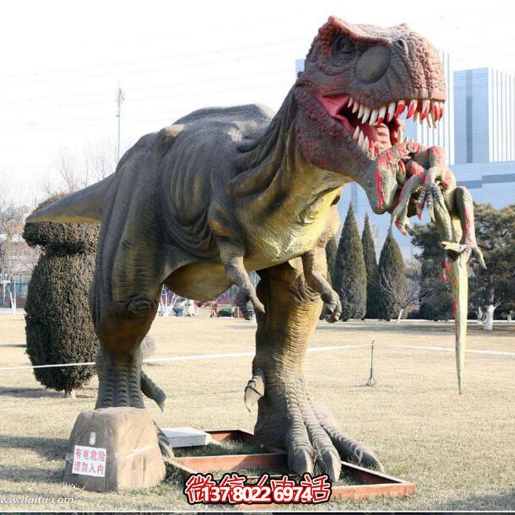 玻璃鋼仿真恐龍雕像，為動(dòng)物園、園林等戶外場(chǎng)所擺放