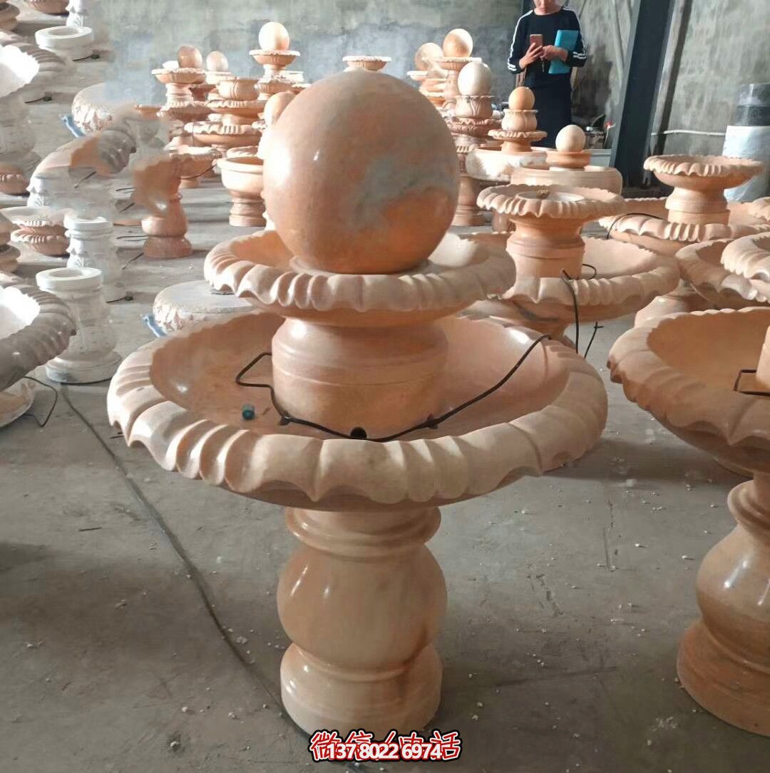 紅晚霞風水室內(nèi)裝飾球——石雕風水球