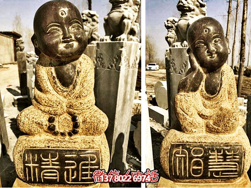 砂巖小和尚拴馬柱雕塑——享受佛教藝術(shù)的美好