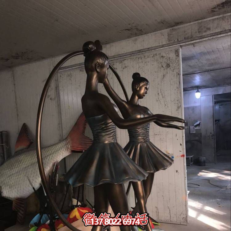 仿銅玻璃鋼戶(hù)外園林跳舞女孩裝飾品