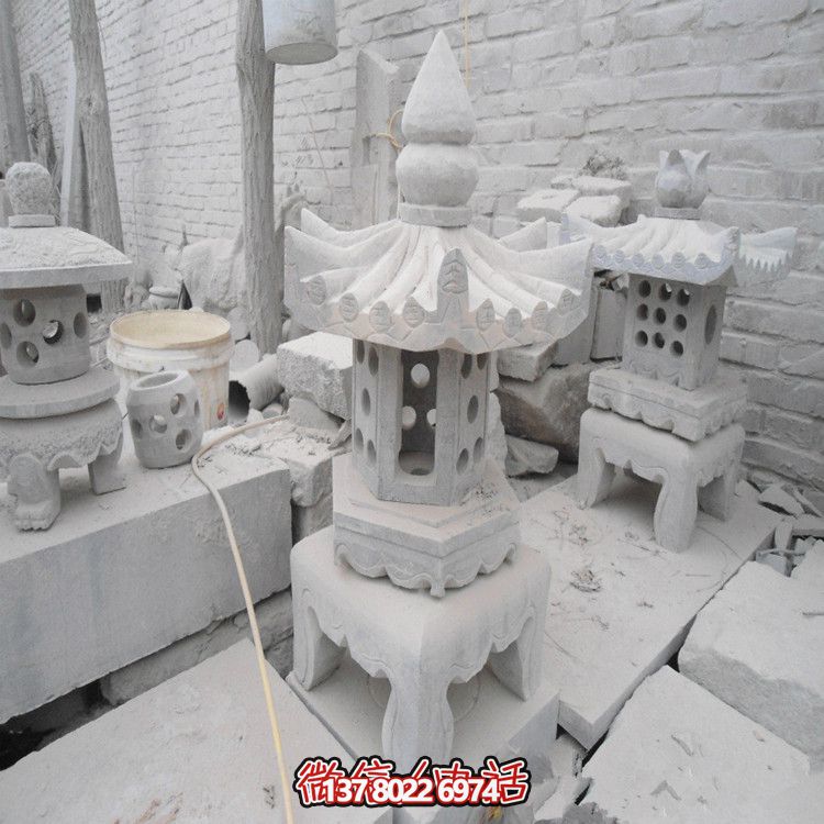 精美石燈鏤空大理石裝飾擺件，點亮你的漢白玉庭院