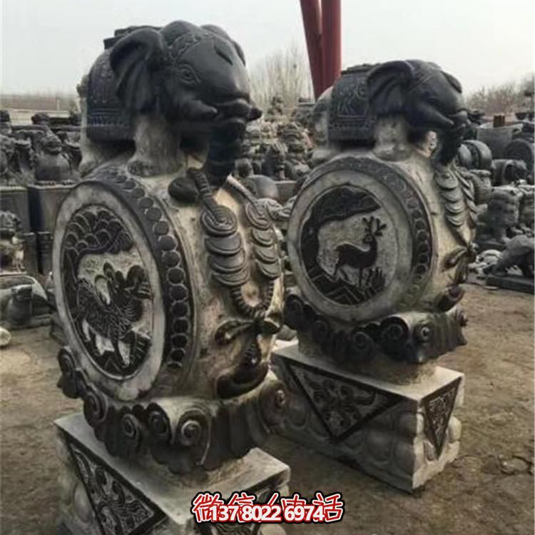 仿古青石大象雕塑，鎮宅安邸