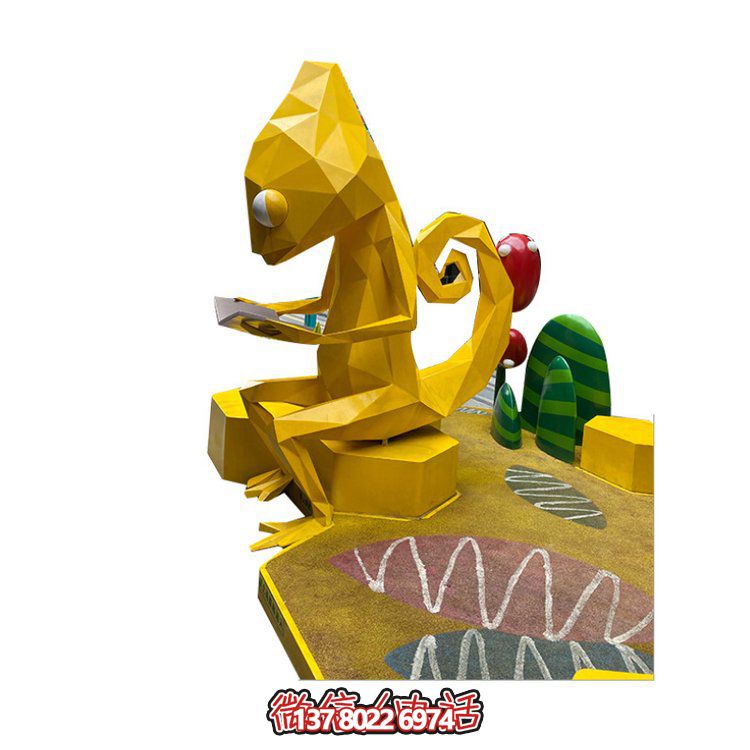 玻璃鋼卡通人物雕塑，為兒童樂園擺放的看書椅