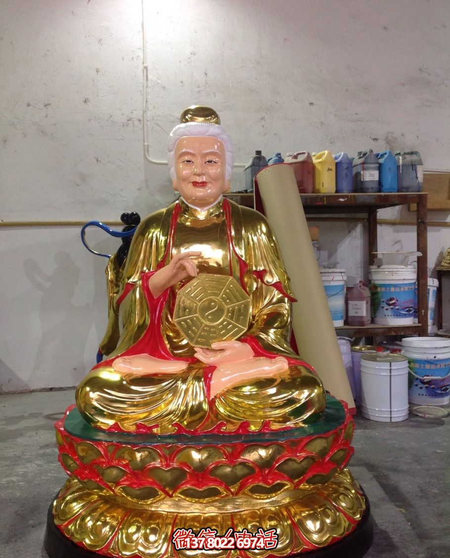 不銹鋼太極老母雕塑?chē)娊鹂酒岽笮途坝^寺廟裝飾 不銹鋼太極老母雕塑?chē)娊鹂酒岽笮途坝^寺廟裝飾