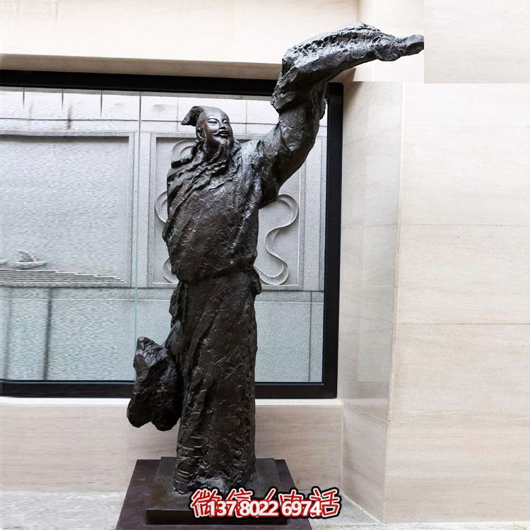 博物館擺放唐朝著名歷史文化人物鑄銅李白雕像 博物館擺放唐朝著名歷史文化人物鑄銅李白雕像