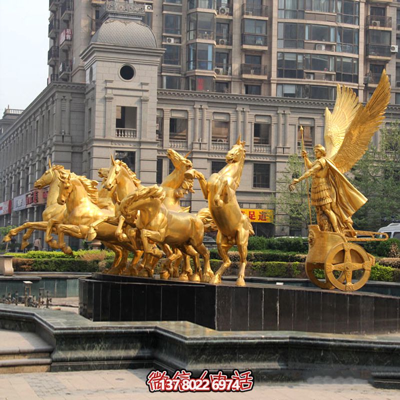 小區大門阿波羅戰車鎏金景觀銅雕阿波羅雕塑 小區大門阿波羅戰車鎏金景觀銅雕阿波羅雕塑