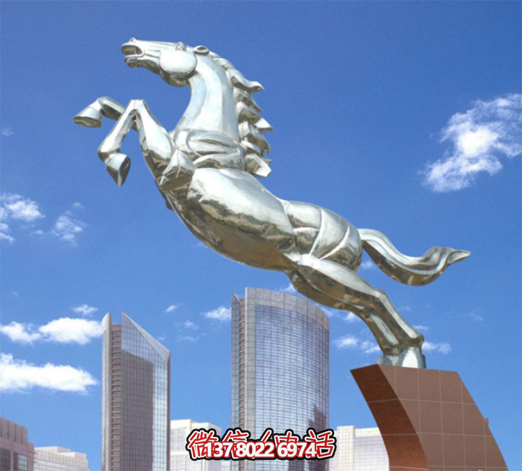 不銹鋼馬兒雕塑，鏡面騰空的馬兒雕塑，企業(yè)精神標(biāo)識(shí)標(biāo)志