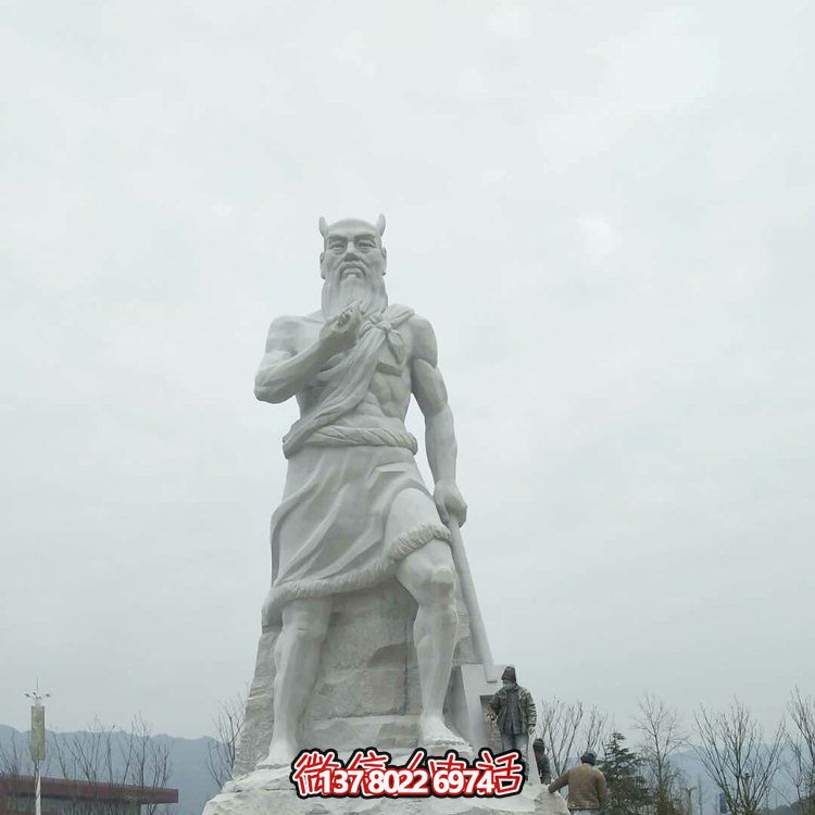 大理石雕刻古代神話人物炎帝雕像景區(qū)園林擺件