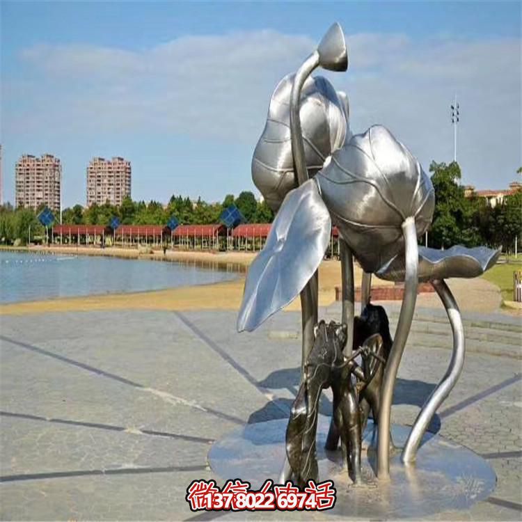 不銹鋼拉絲廣場(chǎng)園林?jǐn)[放荷葉蓮蓬景觀(guān)雕塑小品