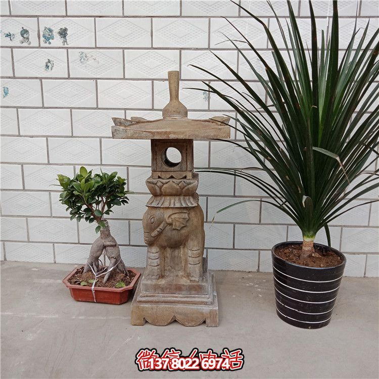 庭院仿古青石小象浮雕中式石燈擺件雕塑 庭院仿古青石小象浮雕中式石燈擺件雕塑