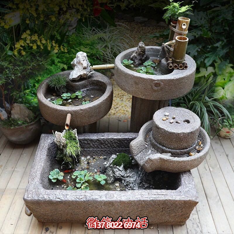 老舊石槽魚缸石頭魚池水缸養魚花盆戶外庭院石磨青石流水景觀 老舊石槽魚缸石頭魚池水缸養魚花盆戶外庭院石磨青石流水景觀