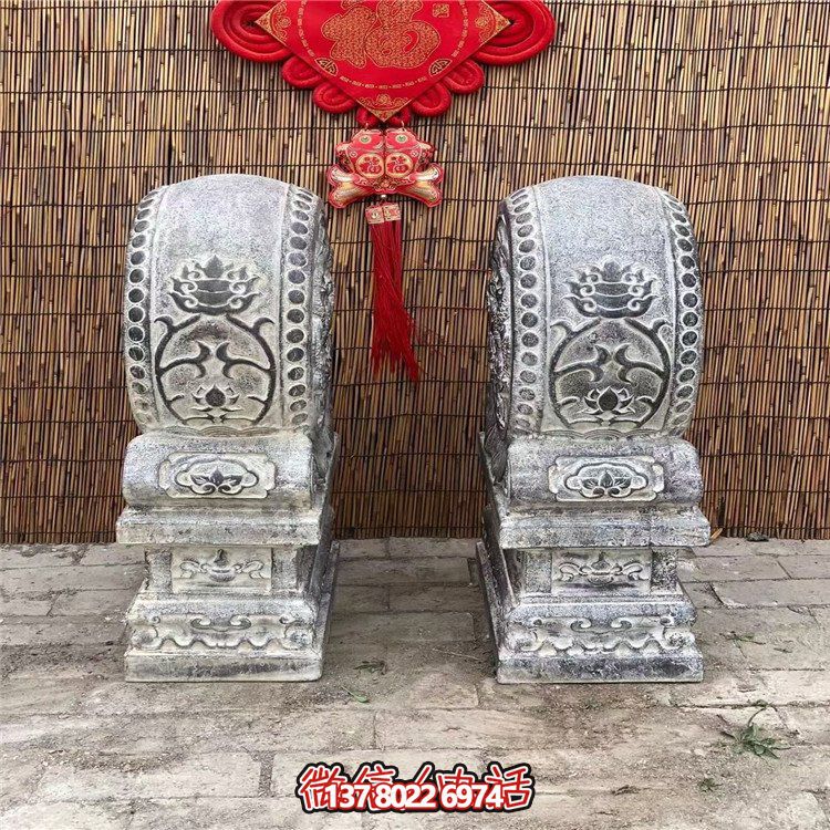 青石仿古抱鼓石，大理石古建大門門墩