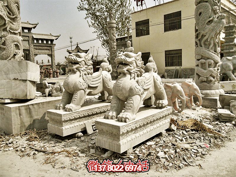 漢白玉石雕園林景區(qū)神獸貔貅雕塑 漢白玉石雕園林景區(qū)神獸貔貅雕塑