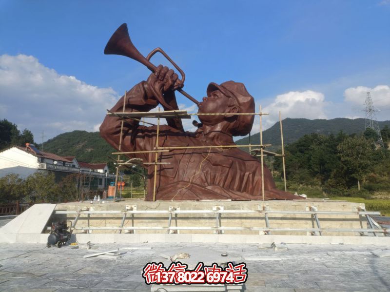 鑄銅吹號抗戰人物雕塑 鑄銅吹號抗戰人物雕塑
